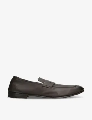 ZEGNA L'Asola almond-toe leather penny loafers - Dark Brown - EUR 42 / 8 UK MEN in Dark Brown – Mens | Loafers