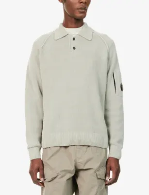 CP COMPANY Brand-Lens Ribbed Cotton Polo Jumper detail 3