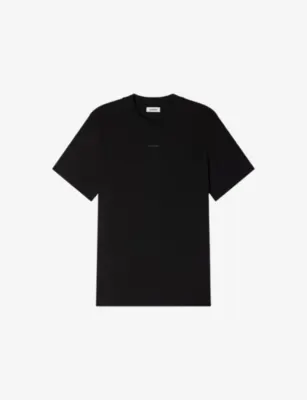 SANDRO Short-Sleeved Cotton-Jersey T-Shirt - Grey / blu detail 3