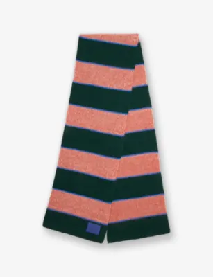 PAUL SMITH Striped Logo-Patch Wool and Alpaca-Blend Scarf