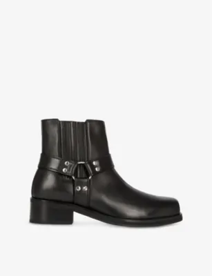 THE KOOPLES Buckle-Embellished Leather Ankle Boots - EUR 40 / 6 UK MEN in BLACK – Mens | Boots | Biker boots