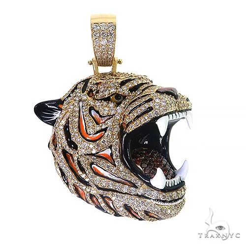 RINA - For Him CUSTOM Diamond Tiger Head Pendant 69146 in Rose Gold – Pendant