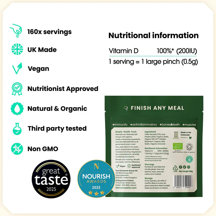 Feel Complete Aura Sea Salt - Organic Vitamin D Celtic Salt - Wild Garlic - 80g detail 2