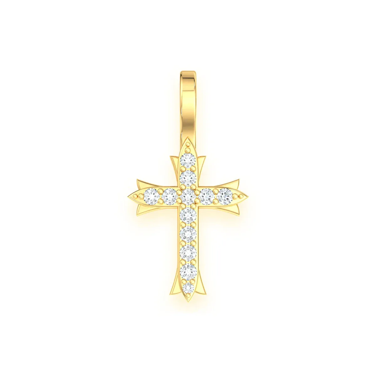 For Him Triple Point Cross Pendant in 0.10ctw / Yellow Gold – Pendant