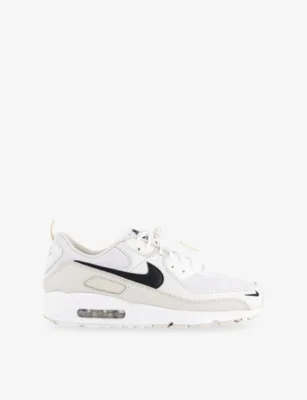 For Him Air Max 90 Leather And Mesh Trainers - 6.5 in WHITE BLACK LIGHT OREWOO – Mens | Trainers | Lace up trainers