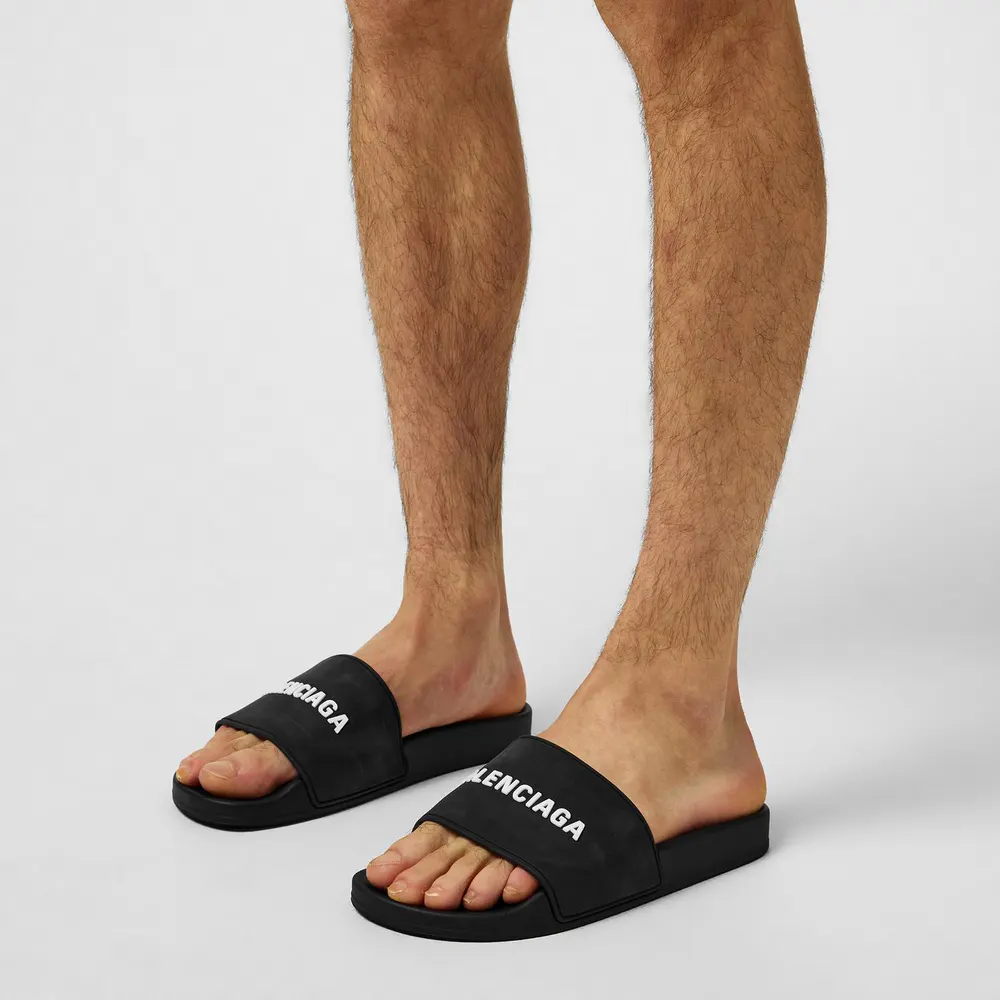 Balenciaga Logo Sliders in Black/White, additional product view 2