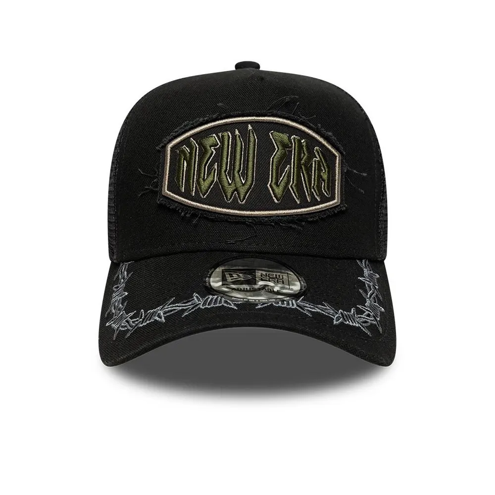 New Era Distressed Patch Adjustable Trucker Cap detail 2