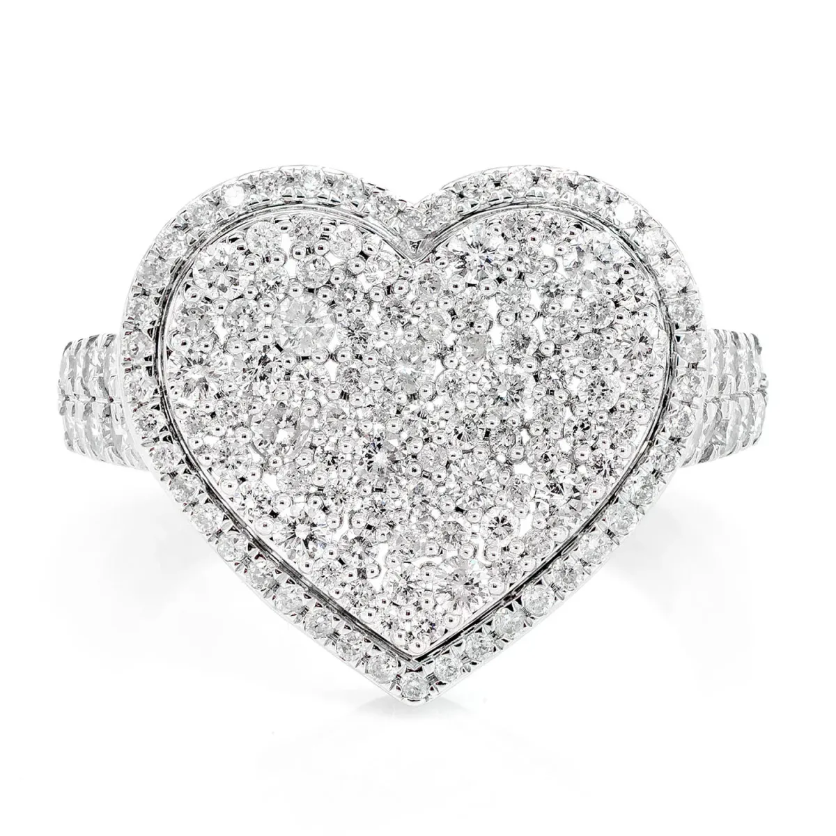 For Him Two Layer Diamond Heart Cocktail Ring in White Gold / Lab Grown Diamond – Ring
