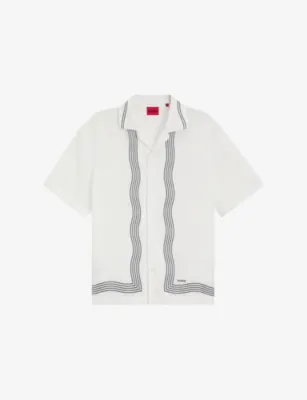 HUGO Oversized Wave-Pattern Woven Shirt