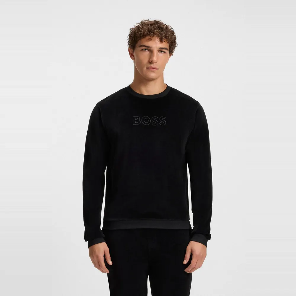 Boss Men's Velour Crew-Neck Long-Sleeve Sweatshirt detail 2
