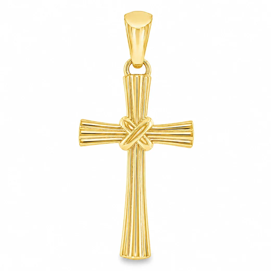 RINA - For Him FACTORY 14K Gold Fluted Cross Pendant 71627 in Rose Gold – Pendant