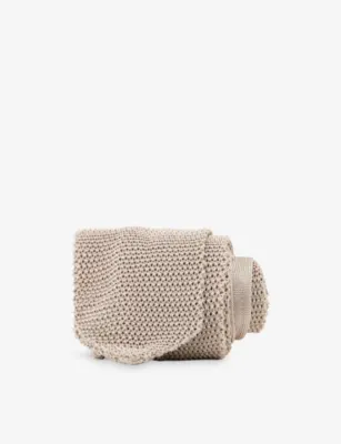 REISS Punto Knitted Silk Tie - DARK BROWN