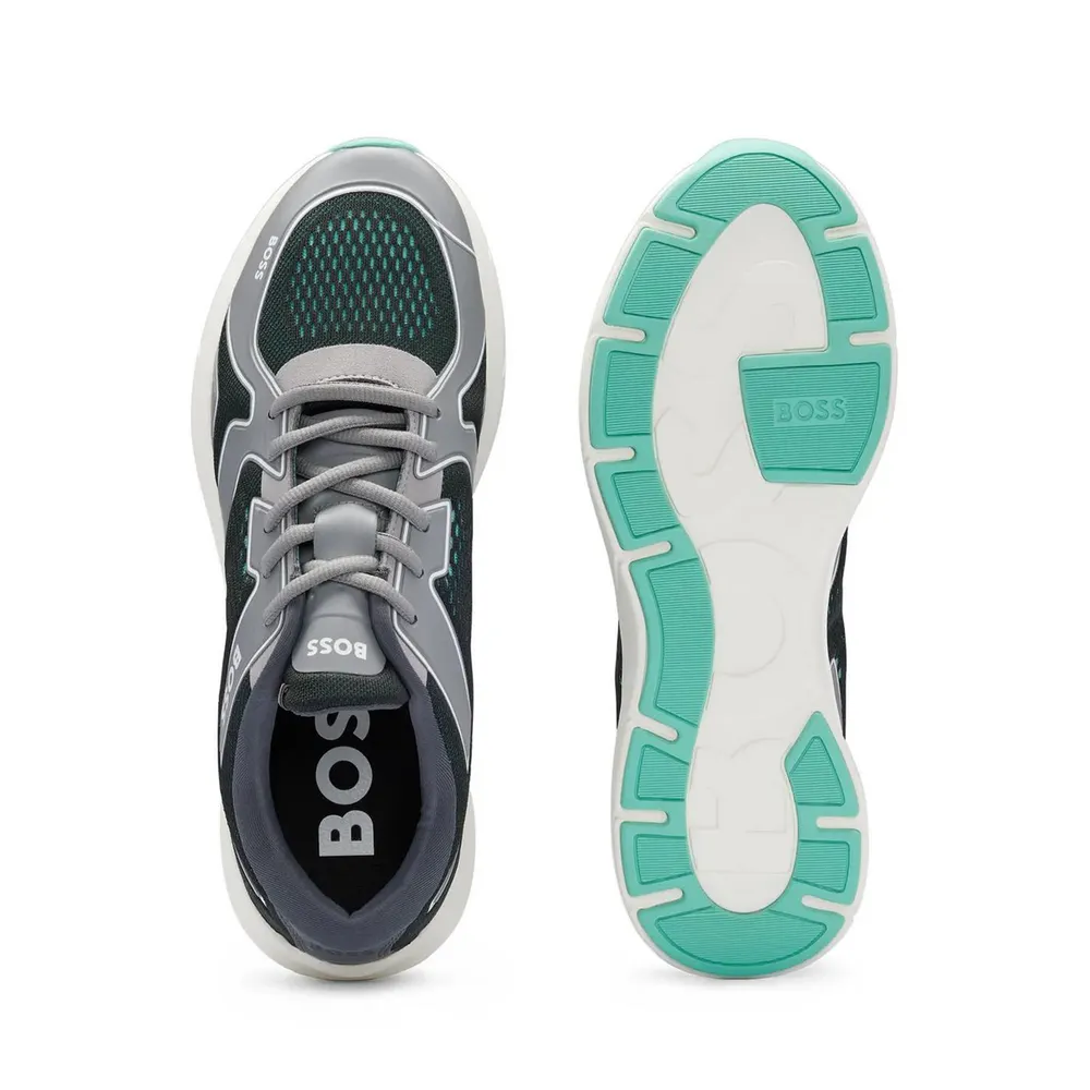 Boss Men's Owen Empr Runners in Open Grey, additional product view 3
