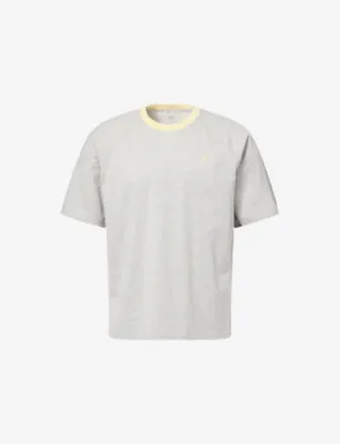 AMI PARIS Ami de Coeur Embroidered Logo Cotton-Jersey T-Shirt - GRIS CHINE CLAIR