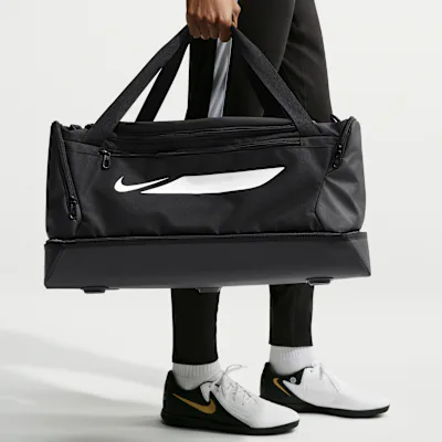Nike Academy Hardcase Football Duffel Bag (Small, 40L) - Black/Black/White