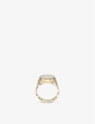 LA MAISON COUTURE Biiju Sandstorm 18ct Yellow Gold-Plated Sterling-Silver Signet Ring detail 3