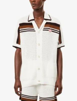 CASABLANCA Crochet Short-Sleeve Cotton Shirt detail 3