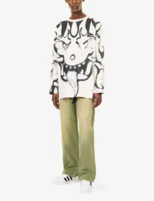 ADIDAS Y3 Graphic-Print Long-Sleeve Cotton T-Shirt detail 2