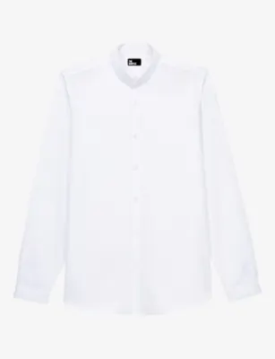 THE KOOPLES Curved-hem slim-fit cotton shirt - WHI01 detail 2