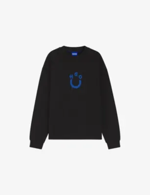 HUGO Happy Brand-Print Cotton-Terry Sweatshirt