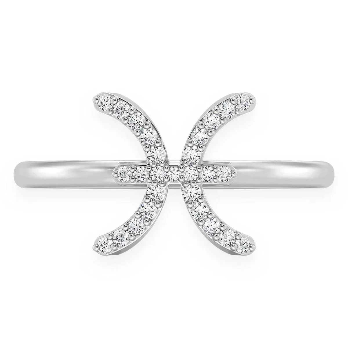 For Him Zodiac Diamond Ring in Pisces / White Gold / Natural Diamond – Ring