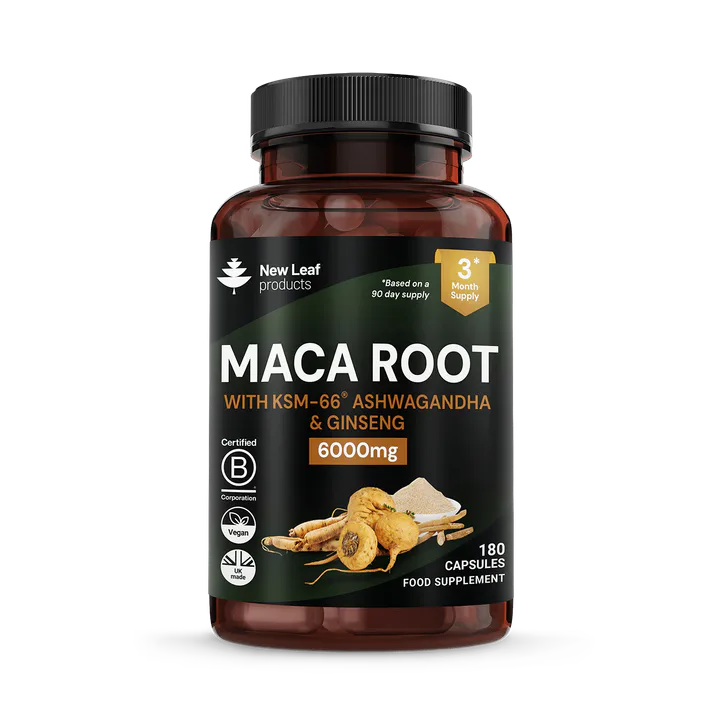 New Leaf Products Maca Root Capsules With Ksm Ashwagandha, Panax Ginseng & Black Pepper 180 Capsules