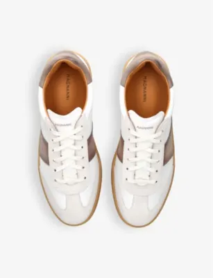 MAGNANNI Kaido branded leather and suede low-top trainers - EUR 45 / 11 UK MEN in WHITE/OTH, additional product view 2
