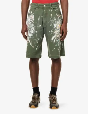 GALLERY DEPT Platoon Paint-Splatter Cotton Shorts in MILITARY, additional product view 3