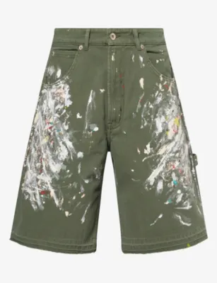 GALLERY DEPT Platoon Paint-Splatter Cotton Shorts in MILITARY – Mens | Trousers & shorts | Shorts
