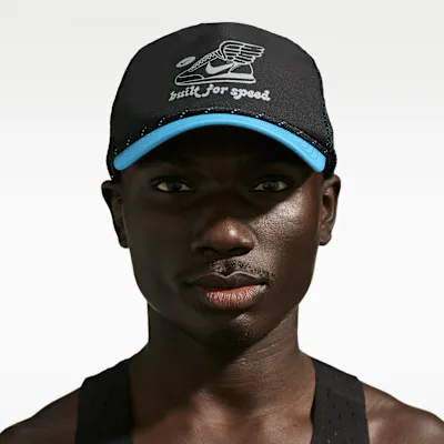 Nike Pro Dri-FIT Unstructured Graphic Running Cap - Black/Light Current Blue/Anthracite