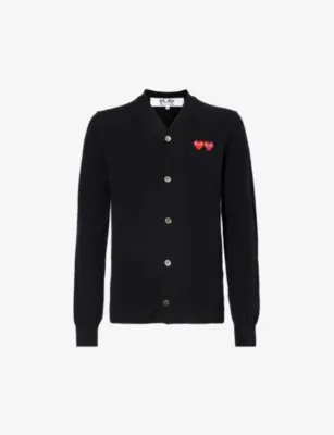 COMME DES GARCONS PLAY Logo-embroidered V-neck wool-knit cardigan