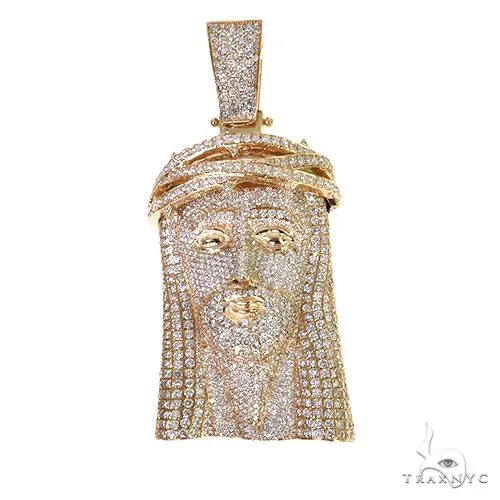 AHMED - MOON JEWELRY Large 14K Gold Diamond Jesus Pendant 67742 in Rose – Pendant