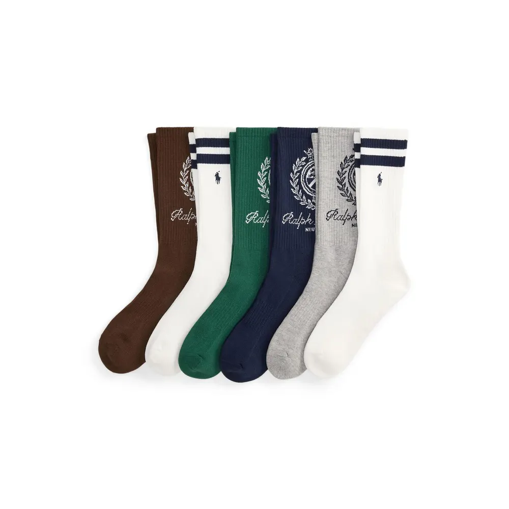 Polo Ralph Lauren Mens 6-Pack Crest Crew Socks