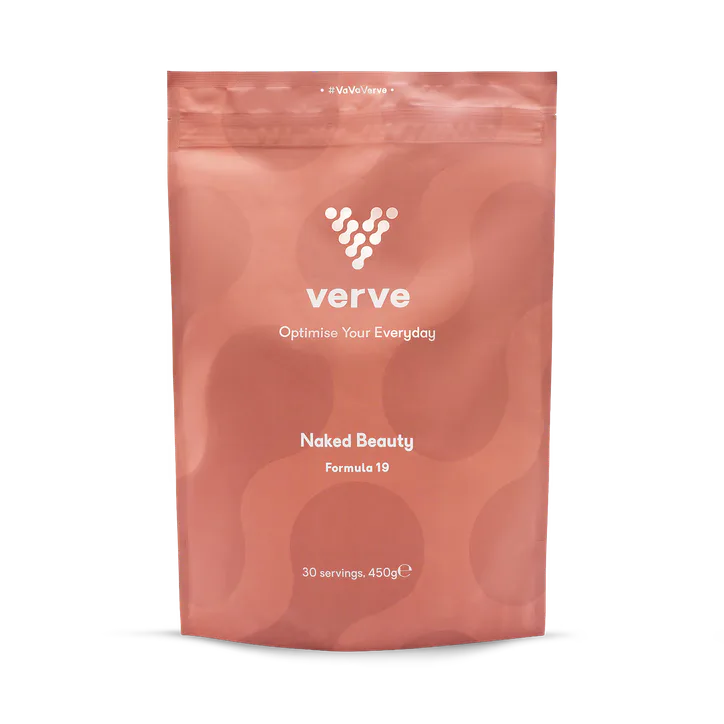 Verve Naked Beauty Collagen | 12,500mg Marine Collagen with Hyaluronic Acid & Vitamin C | Strawberry Vanilla | 30 Servings