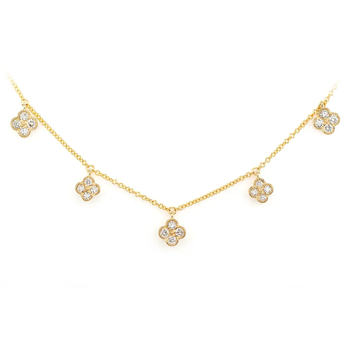 For Him Milgrain Clover Diamond Dangle Necklace in 0.45ctw / Rose Gold / 18" – Necklace