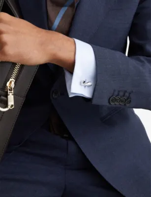 REISS Carrick Twisted Metal Cufflinks in SILVER MOP, additional product view 2