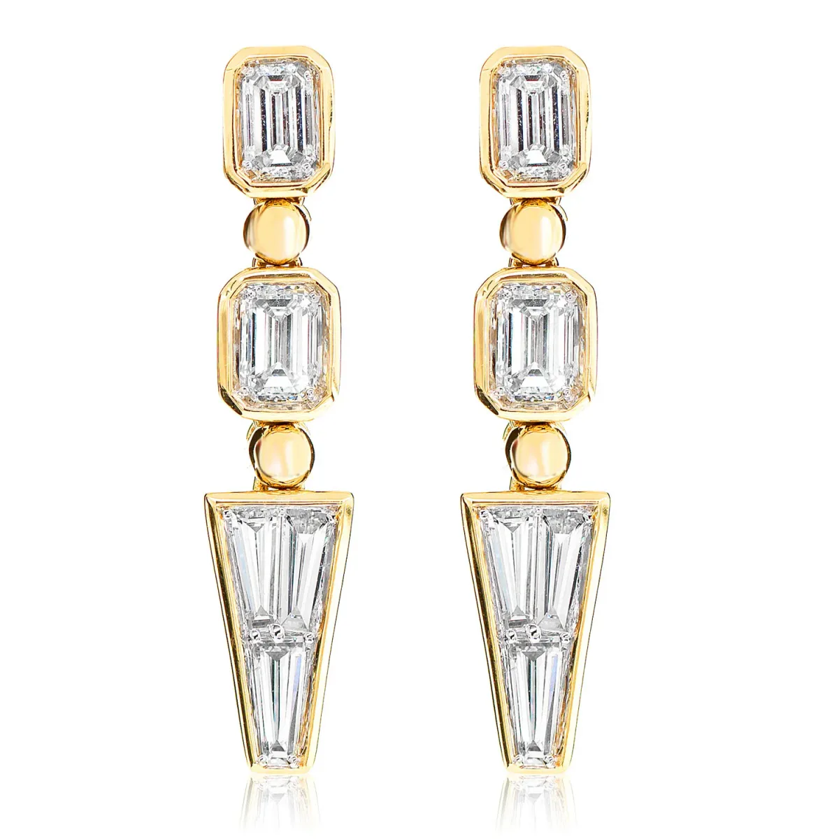 For Him Diamond Baguette Trapezoid Dangle Earrings in Rose Gold / Lab Grown Diamond – Earring