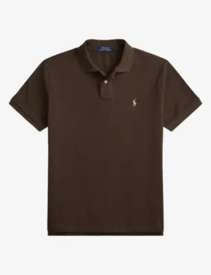 POLO RALPH LAUREN Custom-Fit Mesh Cotton Polo Shirt in Nutmeg Brown/c8663 – Mens | Tops & t-shirts | Polo shirts | Short sleeve