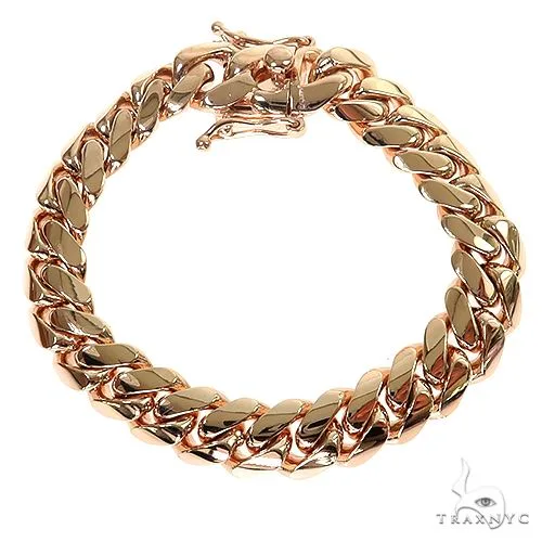 JALGAS - AMERICAS GOLD 14k Rose Gold Solid Hand Made Miami Cuban Bracelet 11.7mm 7.5 inches 69726 in Rose – Bracelet