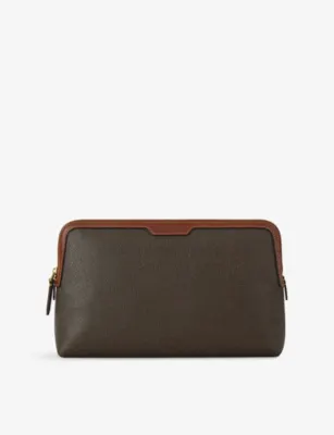 MULBERRY Medium Cosmetic Leather Pouch - BLACK-COGNAC detail 2