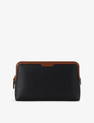 MULBERRY Medium Cosmetic Leather Pouch - BLACK-COGNAC