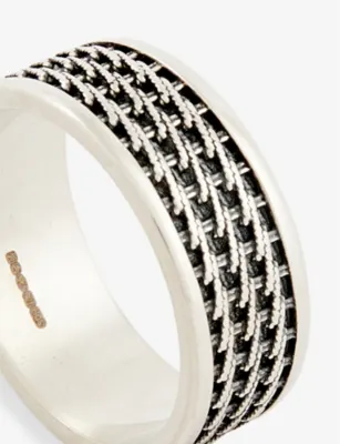 SERGE DENIMES Kusari geometric-pattern sterling-silver ring - S detail 2