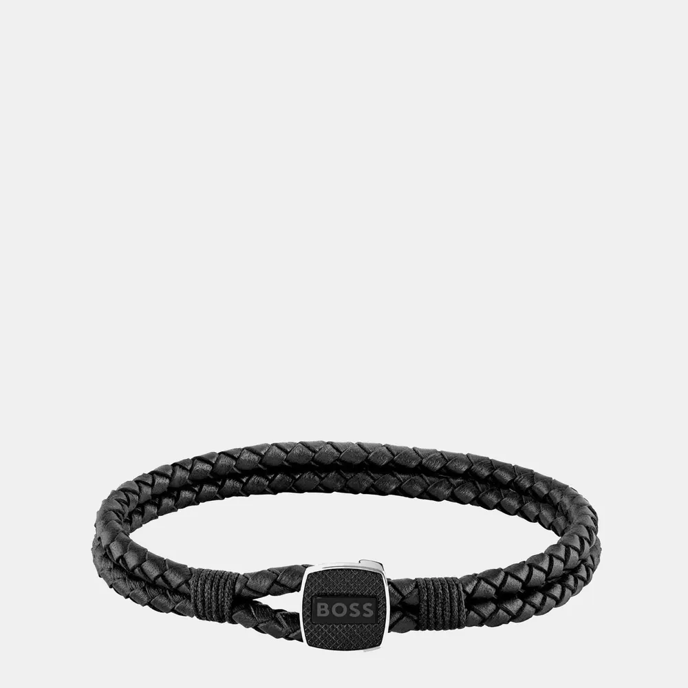 Boss Men's Seal Braided 3mm Leather Bracelet