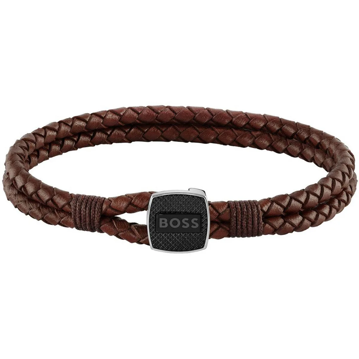Boss Men's Seal Braided 3mm Leather Bracelet