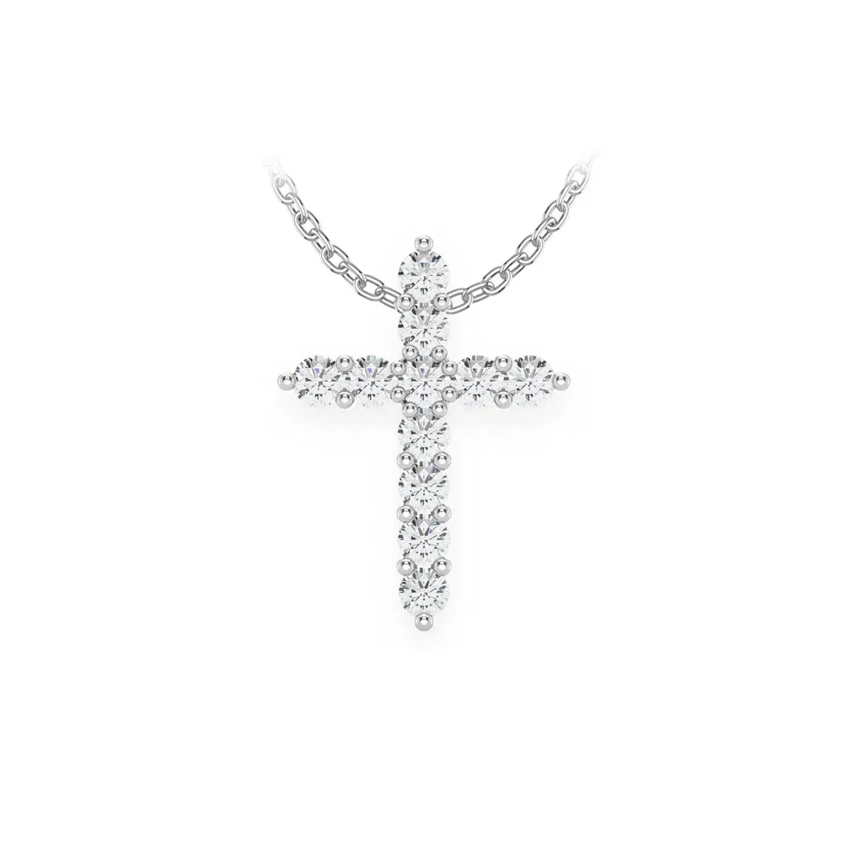 For Him 11 Stone Hidden Bail Cross in 0.40ctw / White Gold / Natural Diamond – Pendant