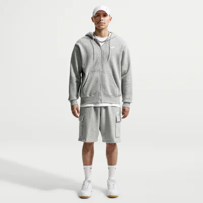 Nike Club Men's Fleece Cargo Shorts - Dark Grey Heather/Light Smoke Grey/White