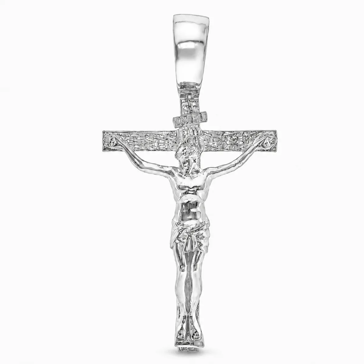 RINA - For Him FACTORY 14K Solid Yellow Gold Cross Jesus 63945 in White Gold – Pendant