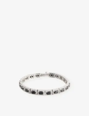 DARKAI Tennis 18ct White Gold-Plated Stainless Steel, Brass Pavé-Emerald Necklace