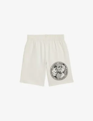 HUGO Graphic-Print Elasticated-Waist Cotton Shorts