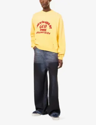 PALY HOLLYWOOD Eden Roc Crew-Neck Cotton Sweatshirt in YELLOW, additional product view 2